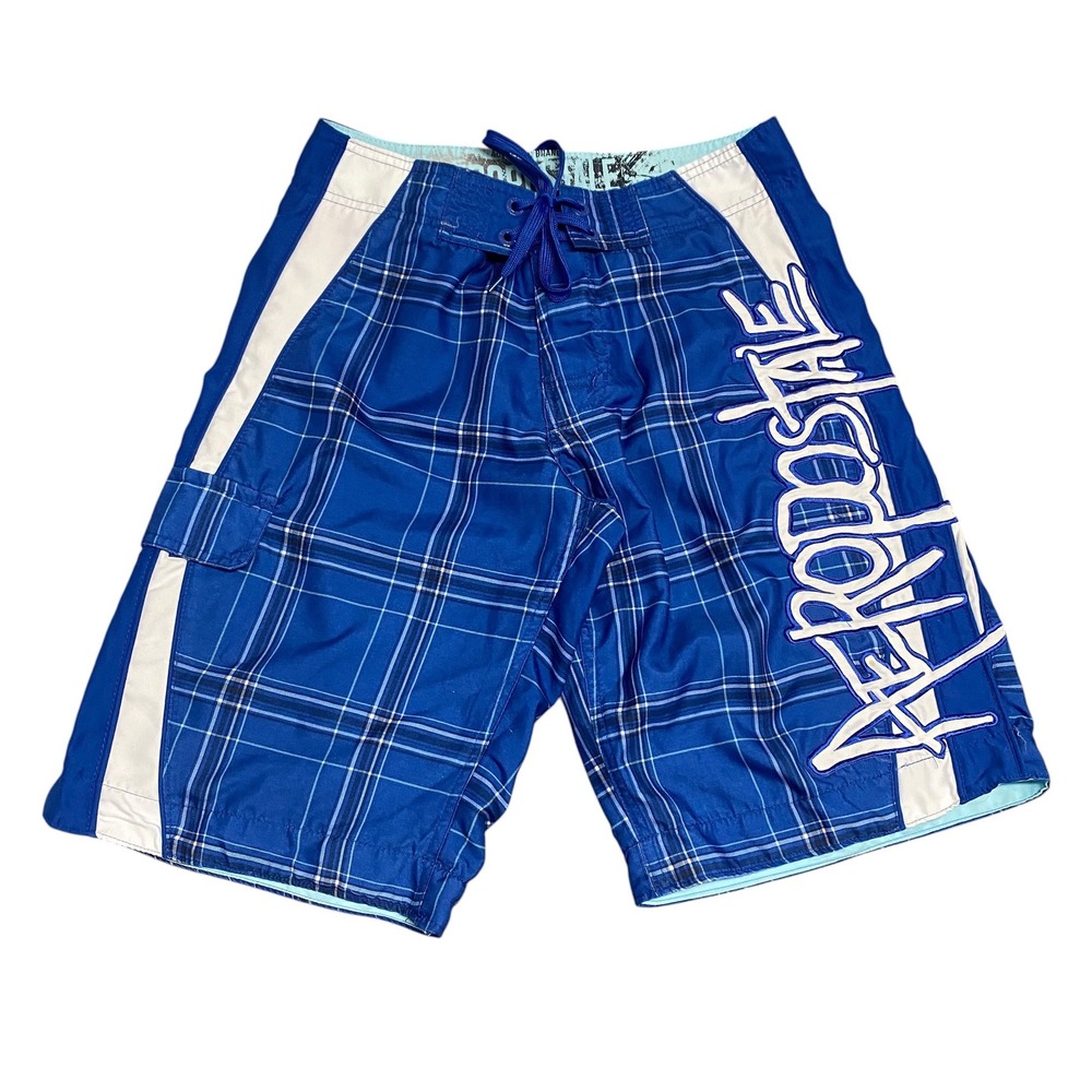 Y2K Blue Aeropostale Plaid Board Shorts